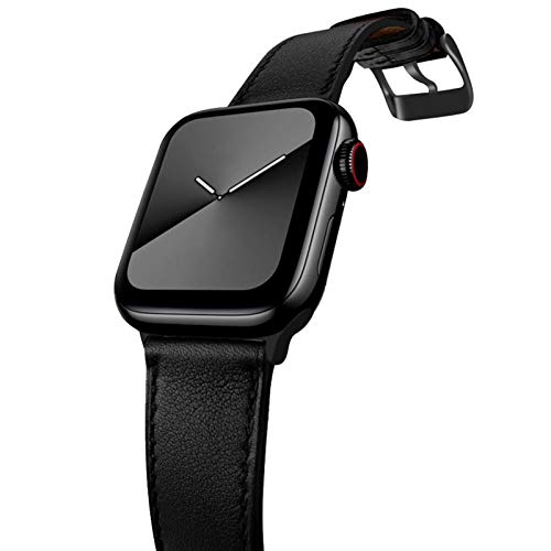 GZ GZHISY Leather Bands Compatible with Apple Watch Bands 38mm 40mm,Genuine Leather Vintage Replacement Men Women Strap Classic Bands Buckle Compatible with iWatch Series SE/6/5/4/3/2/1,Black