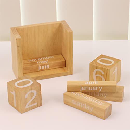 Bsiri Desk Calendar Decor Perpetual Gifts Dad Gifts Mom Office Block Kitchen Home Gifts Monthly Small Planner Family Birthday Calendar Tags Million Years Wood #TOP5