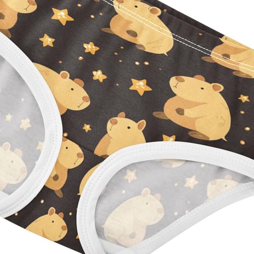 Wusikd Cute Capybara Girls' Underwear Cotton Stars Girls Briefs Soft Toddler Underwear 2T4