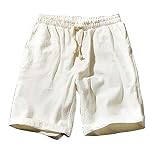 Mano / máquina lavable Guiran Hombre Pantalones Cortos De Playa Deportivos Chinos Shorts De Lino Bermudas Blanco 4XL