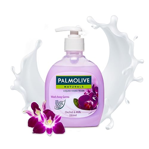 Palmolive Naturals Black Orchid & Milk Liquid Hand Wash, 250ml Dispenser Bottle, Wash Away Germs, Refreshing Fragrance, Multicolor,1600616