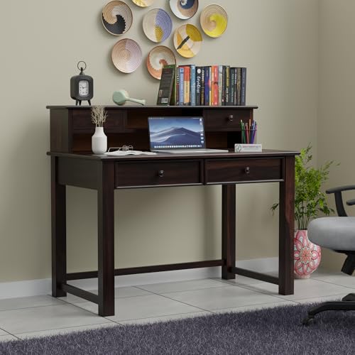 Image of Jangid Handicraft Solid Sheesham Wood Study Table for Adults | Computer Table for Home | Wooden Writing Desk Work from Home Table | Rosewood | Basic Assembly | Walnut Finish