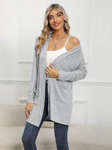Image of DB MOON Womens Long Cardigan 2026 Fall Lightweight Long Sleeve Open Front Sweater with Pockets
