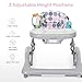 Dream On Me Mia Foldable Baby Walker in Grey, Foldable Walker with Adjustable Heights, Removable, Machine Washable High-Back Padded Seat, Suitable for 6-12 Months