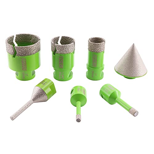 Image of Diamond Core Drill Bits Set - 6 /8 /25 /35 /50mm+6-25mm Hole Saw Kit with 2 inch Tile Chamfer Bit for Porcelain, Ceramic, Granite, Marble