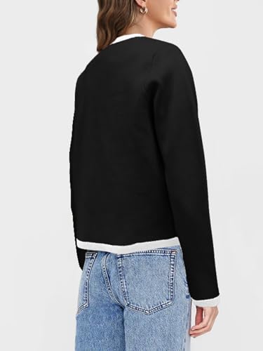 Image of SuperPrity Cardigan Sweaters for Women Long Sleeve Button Down Cropped Knit Coat Jacket with Pocket 2024 Fashion Fall Outfits