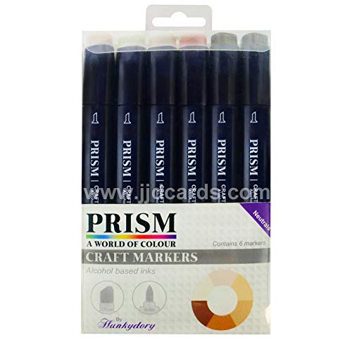 Hunkydory - Prism Craft Markers Set 12 - Neutrals x 6 Pens PCM12