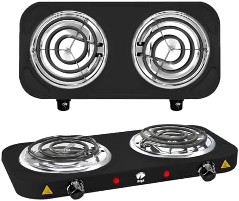 Raganet, Parrilla Electrica de 2 Quemadores, Estufa Plegable de 2...