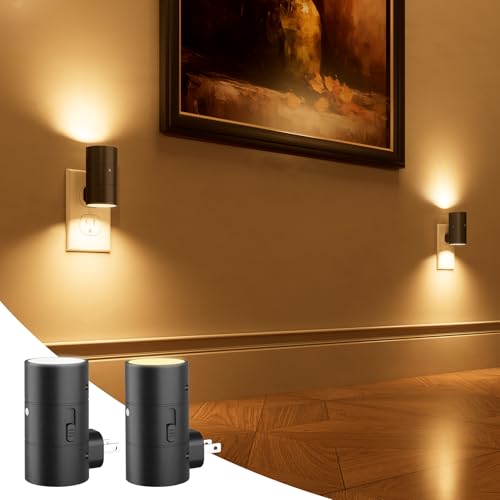 Image of NIORSUN Night Lights Plug into Wall, Dimmable with 3 Color Modes & Auto On /Off Sensor, Ultra-Slim Nightlight for Hallway, Bathroom, Bedroom, Nursery, Kitchen (2 Pack, Black)