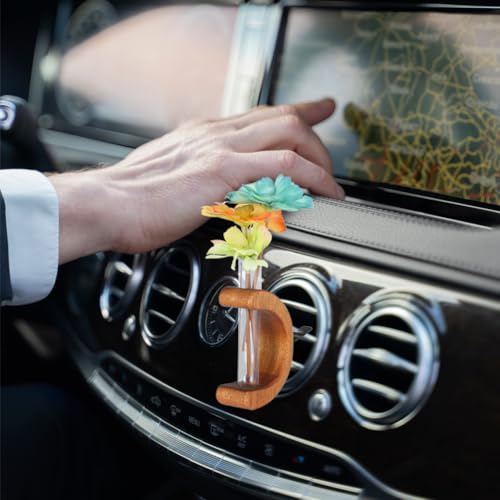Image of Car Vent Clip,Wooden Car Flower Vase Vent Clip for Air Vent Charm Auto Interior Car Vent Accessories for Car Air Vent Decor Plant Holder Terrarium Auto Interior Dash Decorations