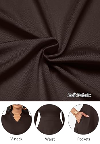 Image of Nmoder Casual Dresses for Women Semi Formal Fit and Flare 3 /4 Sleeve A-line Church Work Dress with Pockets
