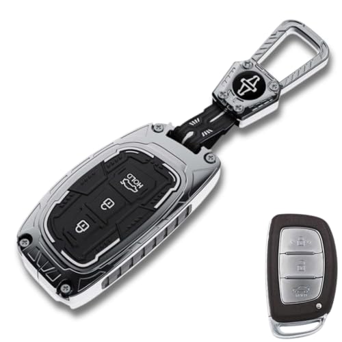 Image of KEYCEPT Metal Armor Key Cover Compatible for Hyundai Grand i10 NIOS Asta, Venue, i20, Aura, Creta, Exter, Elantra 3 Button Smart Key | Stylish & Durable | Easy Grip Protective Keycase
