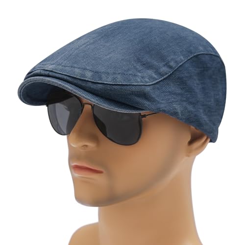 Image of ZLYC Men Cotton Flat Cap Summer Scally Ivy Gatsby Newsboy Beret Driver Cabbie Hunting Hat