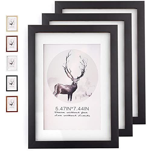 Rieeryslza Juego de 3 Marcos de Fotos A4 Marco de Madera con Vidrio Acrílico Inastillable Portafotos de Madera Minimalistas Clásicos para Decoración del Hogar (Negro o2)