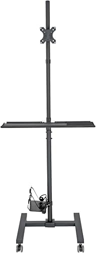 Tripp Lite Estación de trabajo móvil con soporte para monitor para pantallas de 17 a 32 pulgadas, soporte de computadora móvil con soporte para