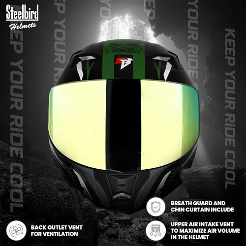 Image of Steelbird SBA-20 Strange ISI Certified Flip-Up Graphic Helmet for Men with Inner Silver Sunshield