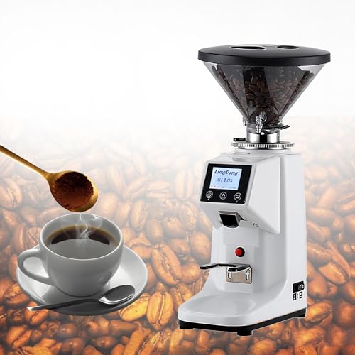 WDDEYYDS Molinillo de Café Eléctrico Profesional con Muelas Planas de 60 mm – Tolva para Granos de 500ML/1500ML, 19 Ajustes de Molienda Continuos, Ideal para Cafeterías y Uso Doméstico 500ml-White