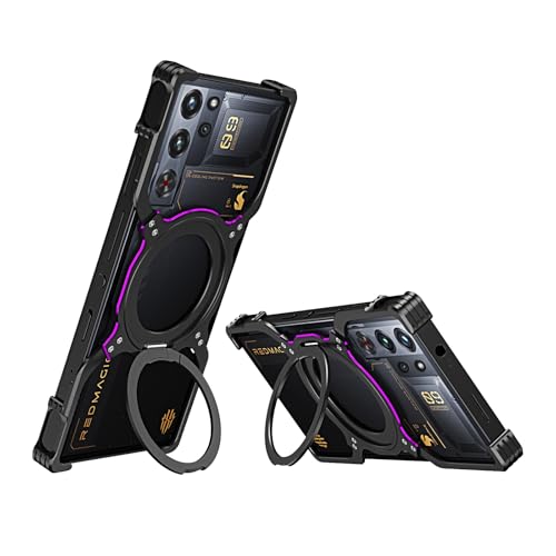 For ZTE Nubia Red Magic 10S pro/10S pro +/10 Pro / 10 Pro Plus Metal Case,Premium Aluminum Cool Metal Frameless Design Bumper case Compatible with Magsafe Kickstand Rotatable Magnetic Holder (Purple)