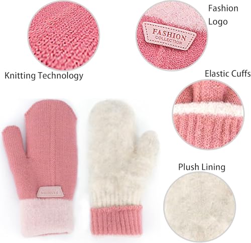 Kids-Mittens with Warm Plush Lining - Cold Weather Boys-Girls Knitted-Gloves for Skiing Snowboarding Toddler 5T-10T2