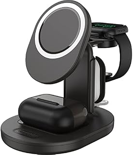 OtterBox Wireless 3 in 1 MagSafe Charging Stand, Strong Magnetic Alignment and Attachment with MagSafe, Sleek Multi-Devicie Charging Station for iPhone, AirPods and Apple Watch, Black