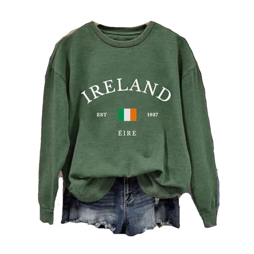 WomenS Ireland Printed Sweatshirt WomenS Ireland Printed Shirt Irish Flag Sweatshirt St Patrick Day Shirt Lucky Irish Gift Ireland Green