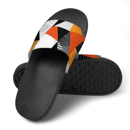 Contrasting Colors in Polygonal Artwork Non Slip Slides Sandals for Women Men Quick Drying Shower Shoes for Bathroom Pool Beach4
