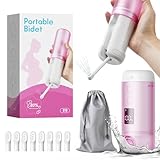 Portable Bidet - 250ml Tank Peri Bottle for Women with 5 Pressure Modes, 8 Replaceable Nozzles and 2000mAh Rechargeable Battery for Travel and Postpartum Use