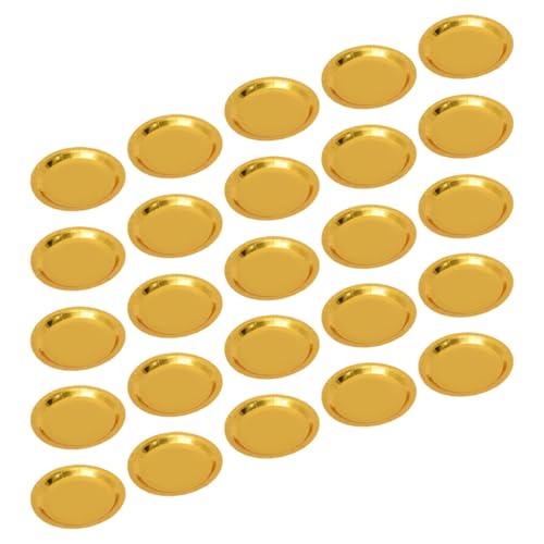 KOCKSHION Redondos de Papel Dorados Desechables 25 Platos Necesidad de Limpieza para Fiesta de Cumpleaños para Tartas y