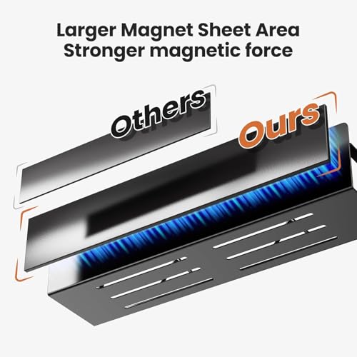 Image of 16.9 Inch Wide Large Capacity Magnetic Spice Rack for Refrigerator, 5 Pack Metal Fridge Shelf, Black