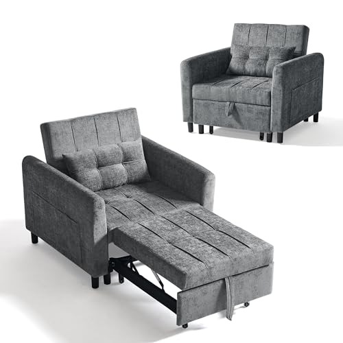 LINSY HOME 3-in-1 Schlaferstuhl, 1-Sitzer Sofa mit Schlaffunktion, Chenille...