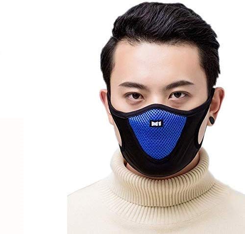 Unisex Anti Pollution Multi Color Mask Air Dust Face Masks Washable and Reusable Mouth Cover Windproof Dustproof Safety Mask for Men Women Outdoor Activities (Blue & Black)-image-7