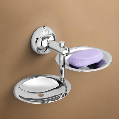 Image of USF Premium Double Soap Dish for Bathroom, 304 Grade Stainless Steel Soap Holder for Wash & Shower Area, Wall Mounted & Quick Drainage System, Chrome Finish, 25 Years Warranty, Pack of 1 - Torin