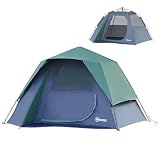 Outsunny Tienda de Campaña Pop-Up para 2-3 Personas Tienda de Camping Impermeable 3000 mm Tienda de Acampada con Bolsillos Ventanas y Bolsa de Transporte 250x194x160 cm Verde