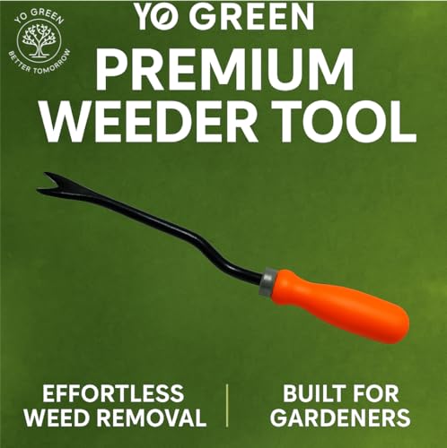 Image of Yo Green Hand Weeder - 1 Pc (Orange Handle, Black Blade), Weed Remover Agriculture Tool for Gardens, Weeding Tool Terrace Garden (Weeder)