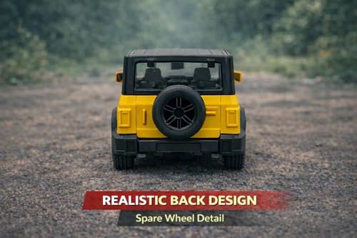 Image of 1:36 Scale Diecast Metal Toy Car Openable Doors Pullback Action LED Lights Music Sports Model Kids Collectors Thar Yellow