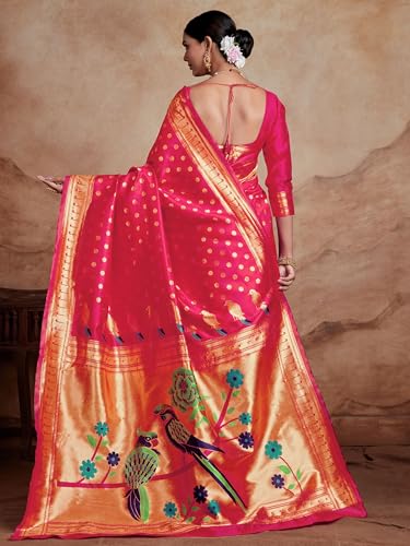 Image of EthnicJunction Women's Silk Blend Woven Paithani saree With Blouse Piece | Wedding Saree | Heavy Saree