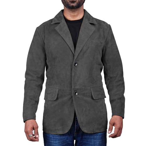 Image of Suede Leather Blazer for Men Suede Sport Coat for Men Blazer Suede Leather Jacket Blazer Coat for Men
