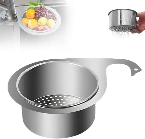 Yeehliny Siebkorb Für Spülbecken Aus Edelstahl, Multi-Functional Drain Basket, Abnehmbare Sieb Küche Abflussregal, Sink Strainer Basket, Schwanen-Abflusskorb Für Küchenspülen (1 Stück)