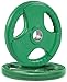 French Fitness Colored Rubber Grip Olympic Plate Set 120 lbs, Commercial Rated, Slotted Grip Handles, Rubber Coated, for Strength Training, Weight Lifting, Durable & Easy Loading