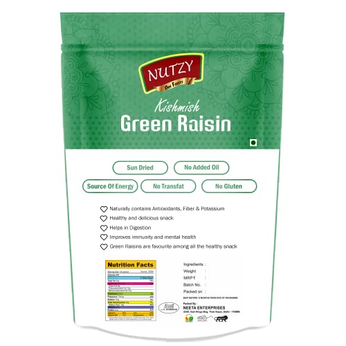Nutzy Premium Raisins (Green Raisins/ Kishmish, 200g)