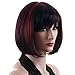 Produktbild SONGMICS Perücke Haar Wigs Weiblich Schwarz+rot Glatt Kurz für Karneval Cosplay Halloween WFY099