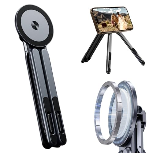 Image of EDNITA Foldable Magnetic Laptop Stand for Desk, Adjustable Portable Aluminum Notebook Holder, Compact Ergonomic Laptop Riser for MacBook, Laptops, Mobile & Tablets with Magnetic Feature
