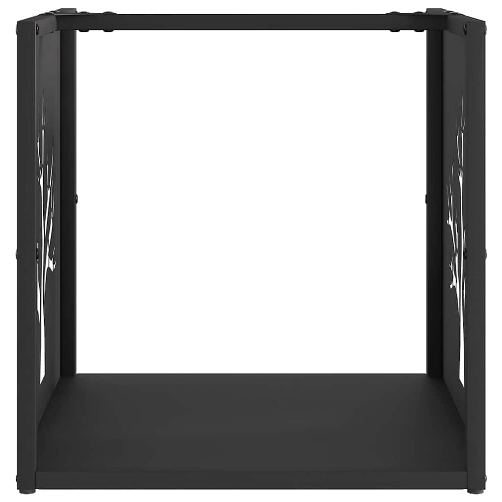 Estantería para leña negra 40 x 40 x 40 cm de acero laminado en frío, leña, estante de madera, soporte para leña para interior, salón, horno, terraza, almacenamiento ordenado y apilamiento en