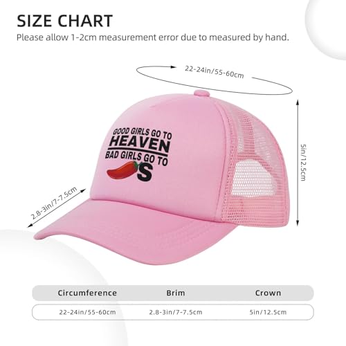 Good Girls Go to Heaven Bad Girls Go to Chilis Mesh Cap Trucker Hat Pink4