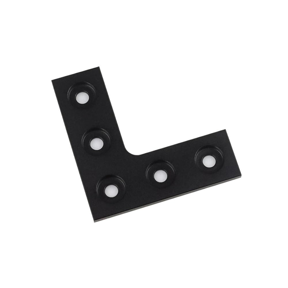 2Pcs for openbuilds L Type 5 Holes 90 Degree Joining Corner Connector Plate Angle Bracket Joint Strip for 2020 Aluminum Profile(Black)