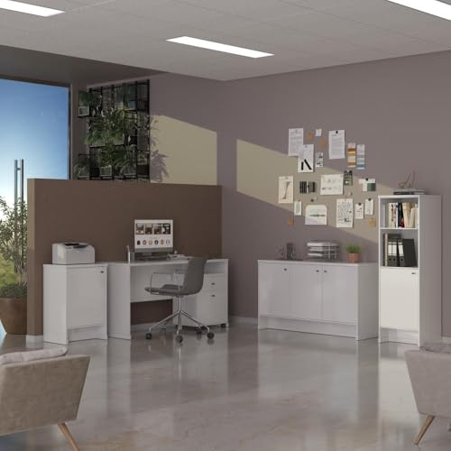 Conjunto Escritório Office Escrivaninha Balcões Gaveteiro Berlin - Vianossa