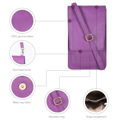Image of Oak Leathers Small Crossbody Bag For Women - Mini Cell Phone Purse - Crossover Wallet Bag With Adjustable Shoulder Strap