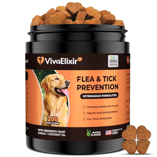 Flea and Tick Prevention for Dogs – 200 Soft Chews - Dog Flea and Tick Treatment & Oral Flea Pills – Skin & Coat Health - Made in USA - for Small, Medium, Large Dogs