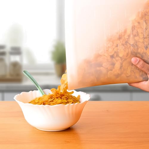 Image of Reusable Silicone Food Storage Bag Container, Ziplock Fridge /freezer pouch, zipper bag Keep Your Food Fresh for Vegetable, Fruit, Liquid, Sous Vide, Sandwich Snack or lunch Bag 3000ML-WH