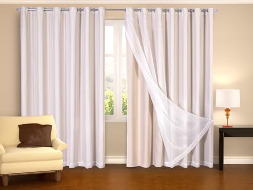 Cortina Blackout 5M De Largura x 2,30M De Altura Blecaute Tecido Grosso Com Voil Para Varão Simples Quarto ou Sala